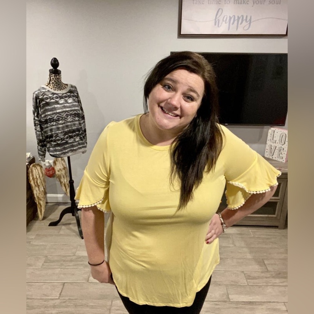 Yellow Tee with White ruffle